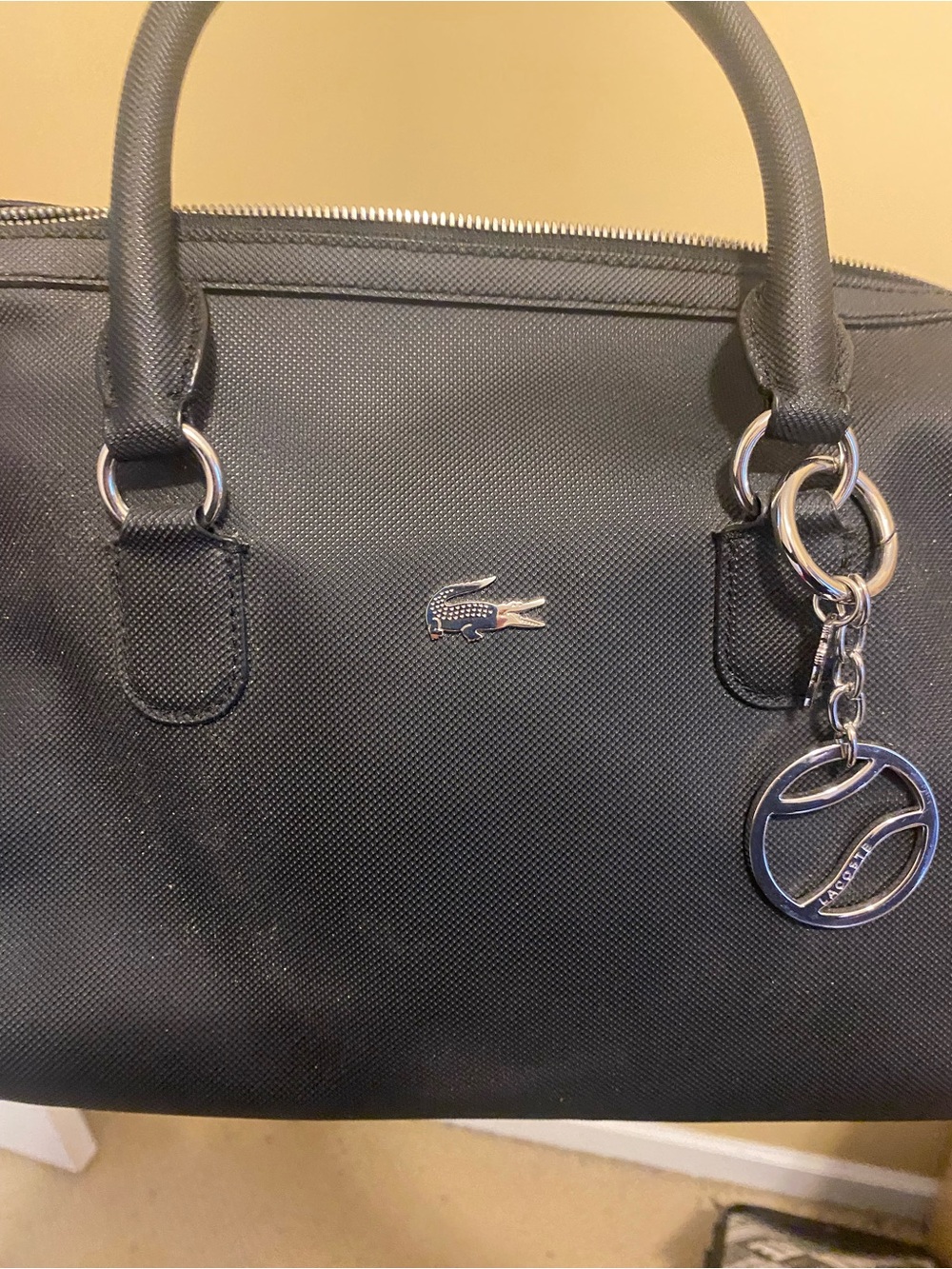 Black Lacoste Bag with Silver Charms